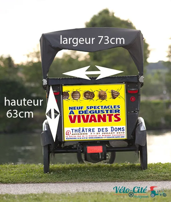 Diagram of the advertising areas on a bike taxi
