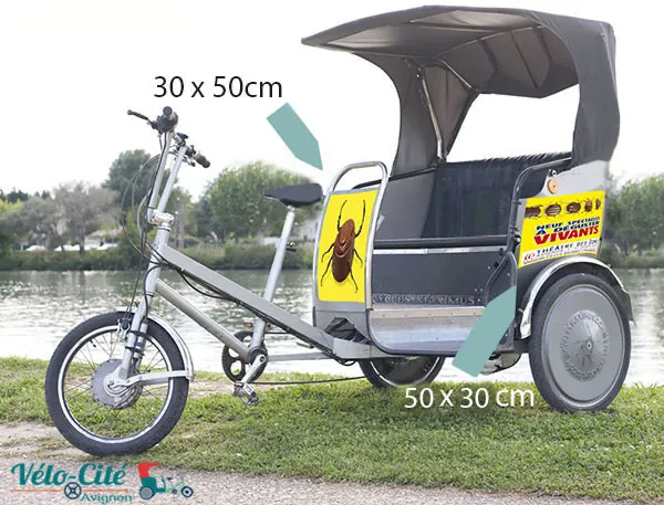 Advertising panel dimensions on a bike