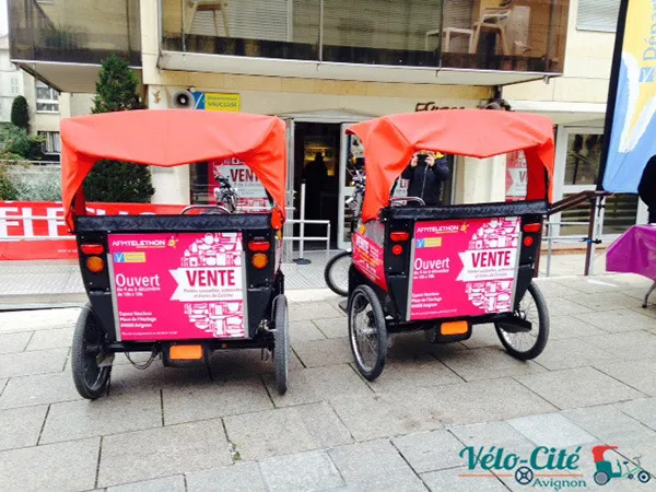 Mobile advertising on a bike taxi