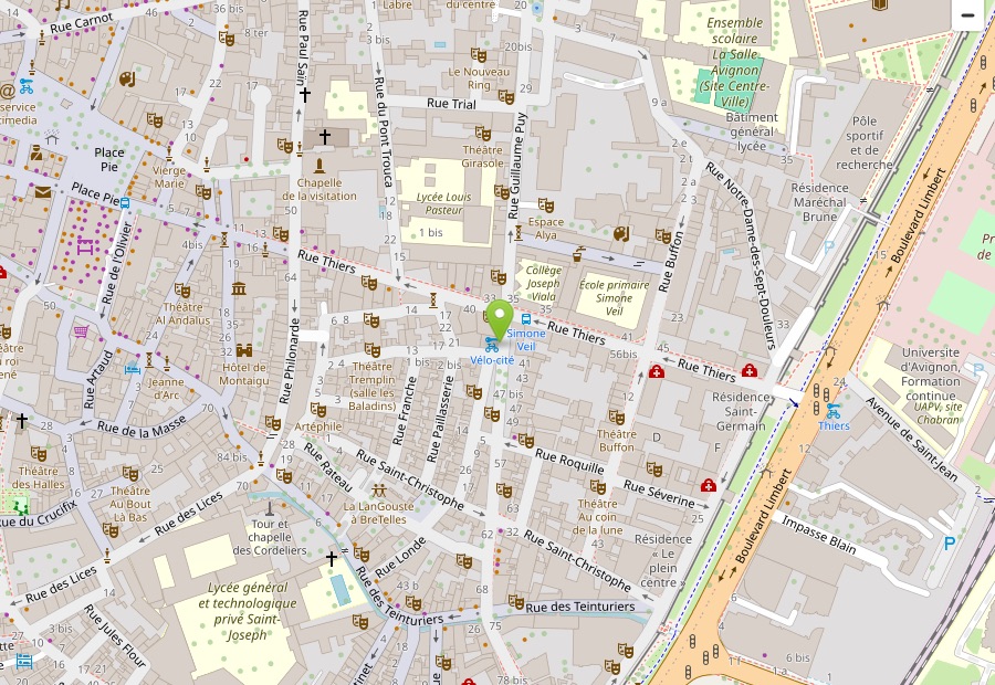 Map: Vélo-Cité, 44 rue Guillaume Puy, Avignon